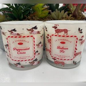 Christmas Dachshunds Doxmas Wiener Dogs Set of 2 Holiday Candles NWT Balsam Fir